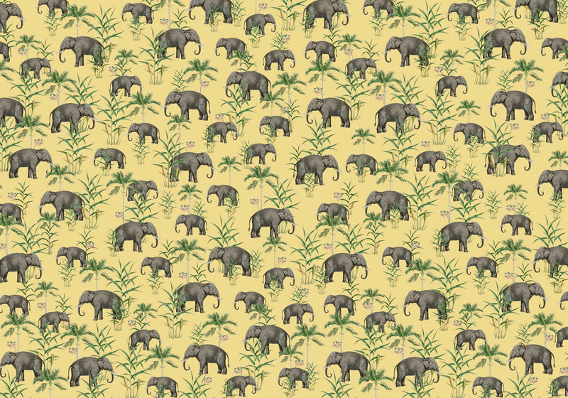 Creative Lab Amsterdam behang Oscar the Elephant Yellow Wallpaper