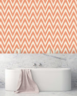 Creative Lab Amsterdam badkamer behang Ikat Orange bathroom Wallpaper