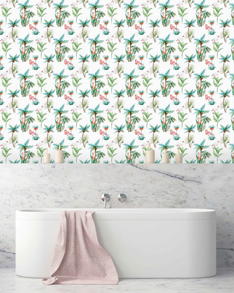 Creative Lab Amsterdam badkamer behang Flamingo Palm bathroom Wallpaper
