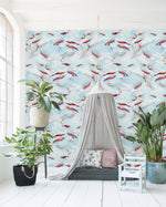 Creative Lab Amsterdam behang Fishes Wallpaper Blue