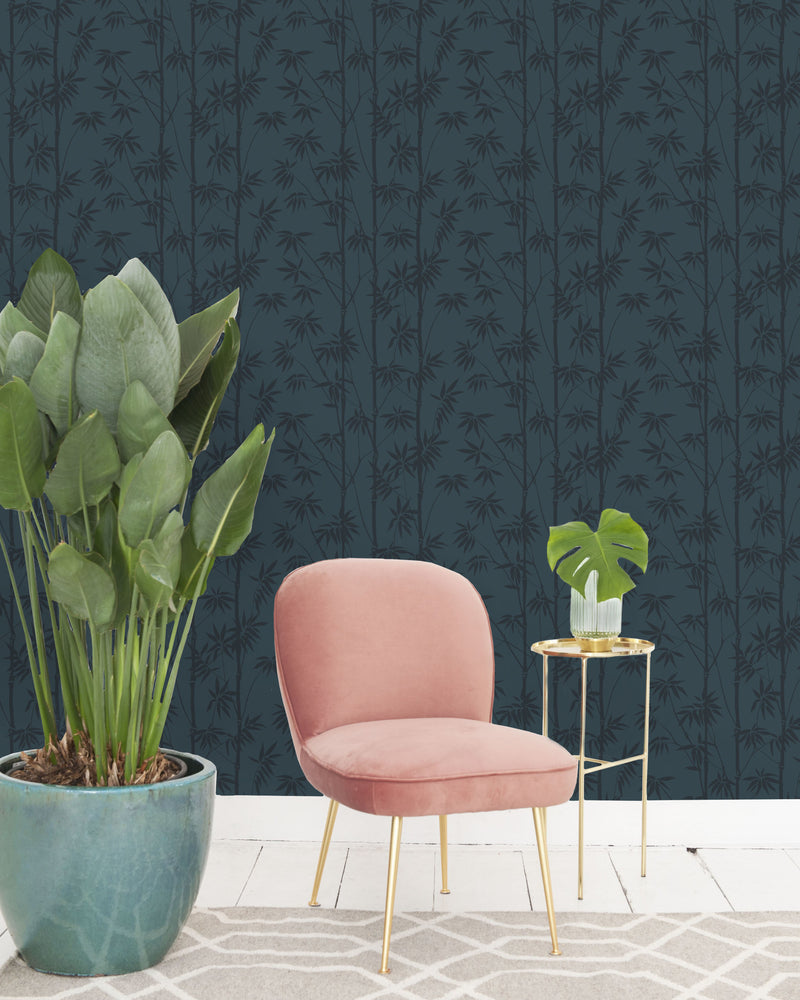 Creative Lab Amsterdam behang Bamboo Wallpaper Blue