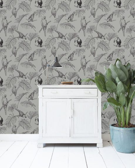 Creative Lab Amsterdam behang Tropic Tucan Wallpaper Taupe