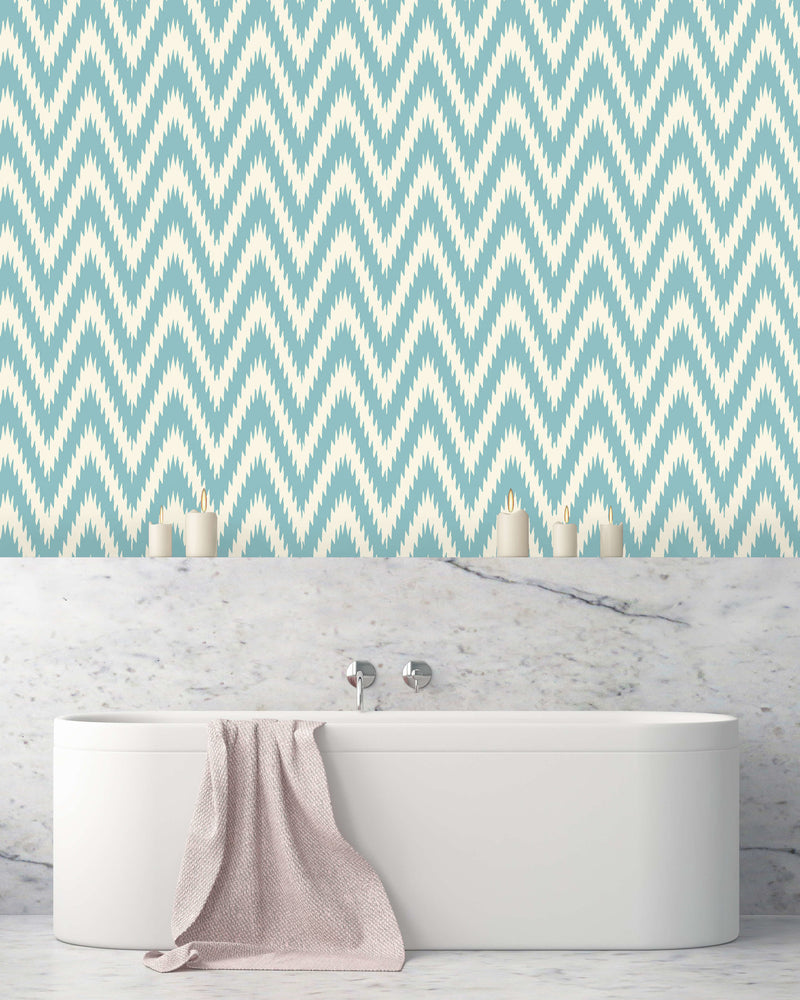 Creative Lab Amsterdam badkamer behang Ikat Blue bathroom Wallpaper