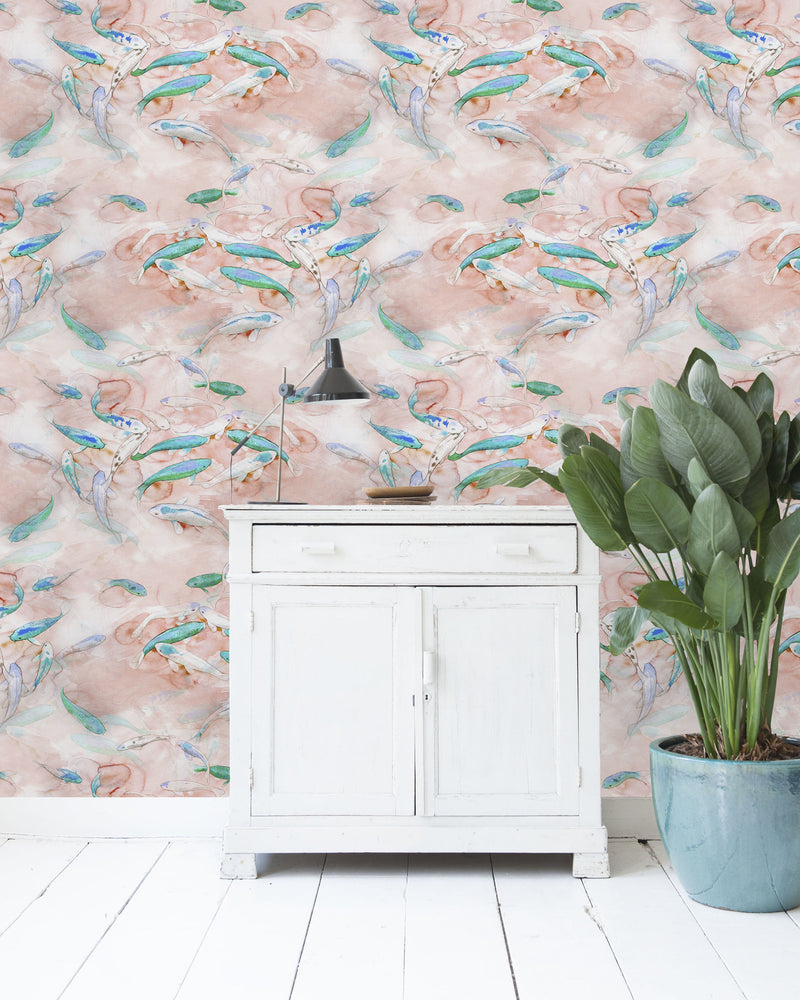 Creative Lab Amsterdam behang Fishes Pink wallpaper