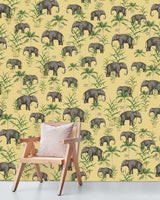 Creative Lab Amsterdam behang Oscar the Elephant Yellow Wallpaper