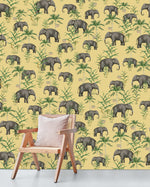 Creative Lab Amsterdam behang Oscar the Elephant Yellow Wallpaper