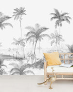 Creative Lab Amsterdam behang Exotic palms - Black & White Wallpaper