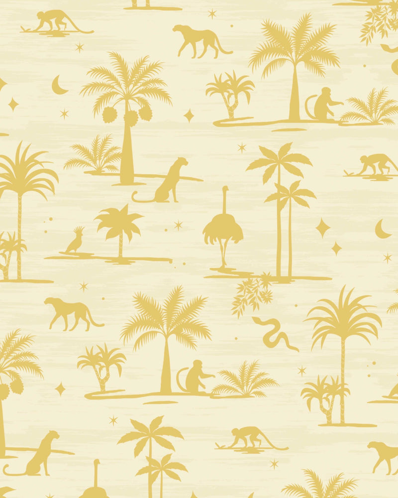 Creative Lab Amsterdam behang Jungle Silhouette Yellow Wallpaper detail