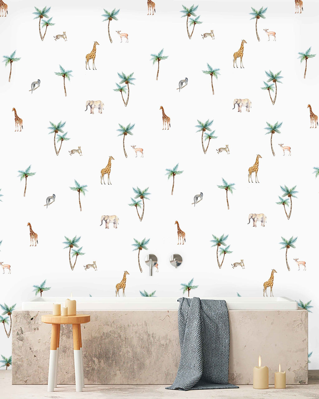 Creative Lab Amsterdam badkamer behang Savannah Palmtree bathroom  Wallpaper