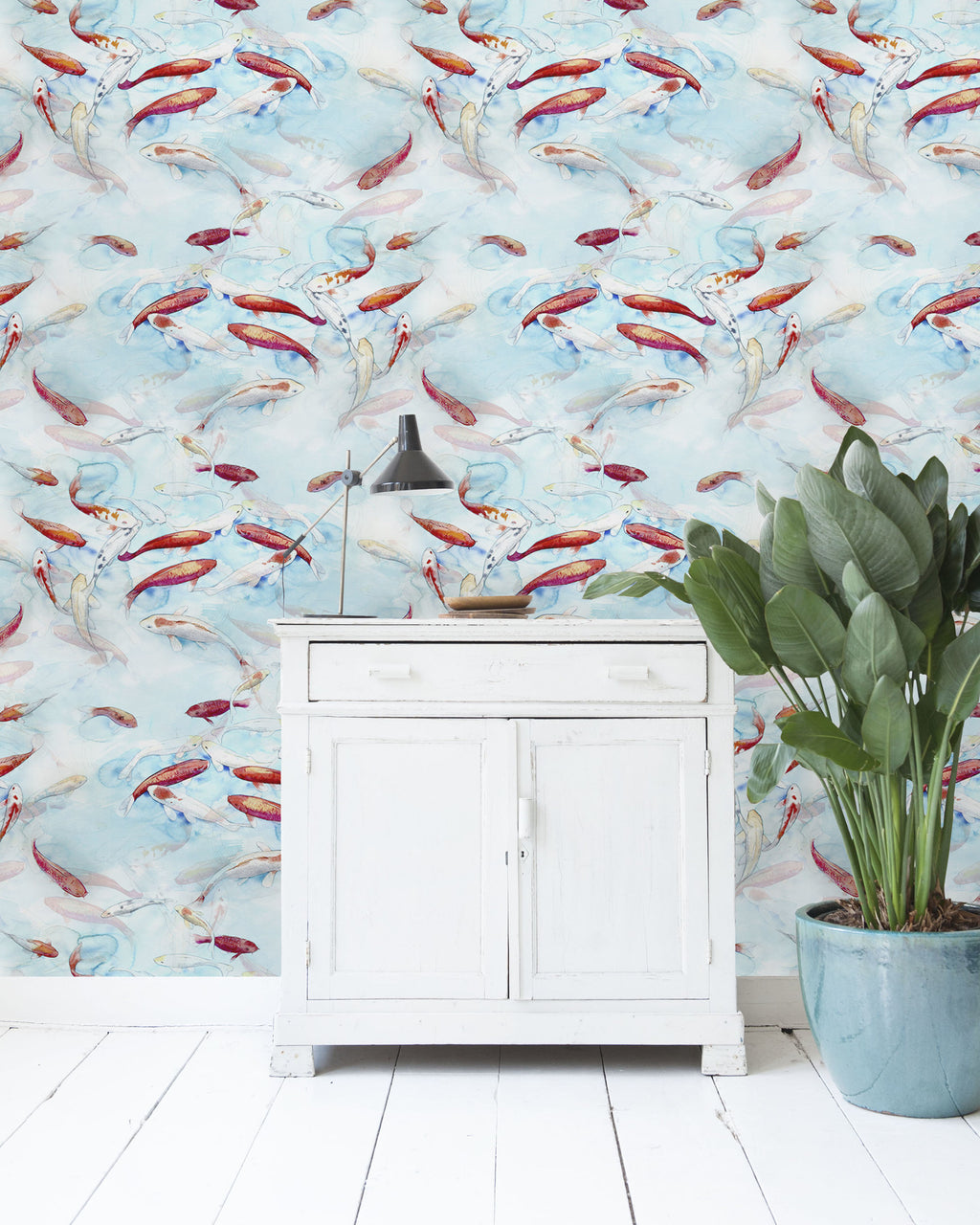 Creative Lab Amsterdam behang Fishes Wallpaper Blue