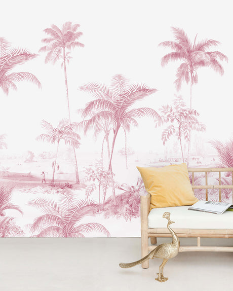 Creative Lab Amsterdam behang Exotic palms - Pink Wallpaper