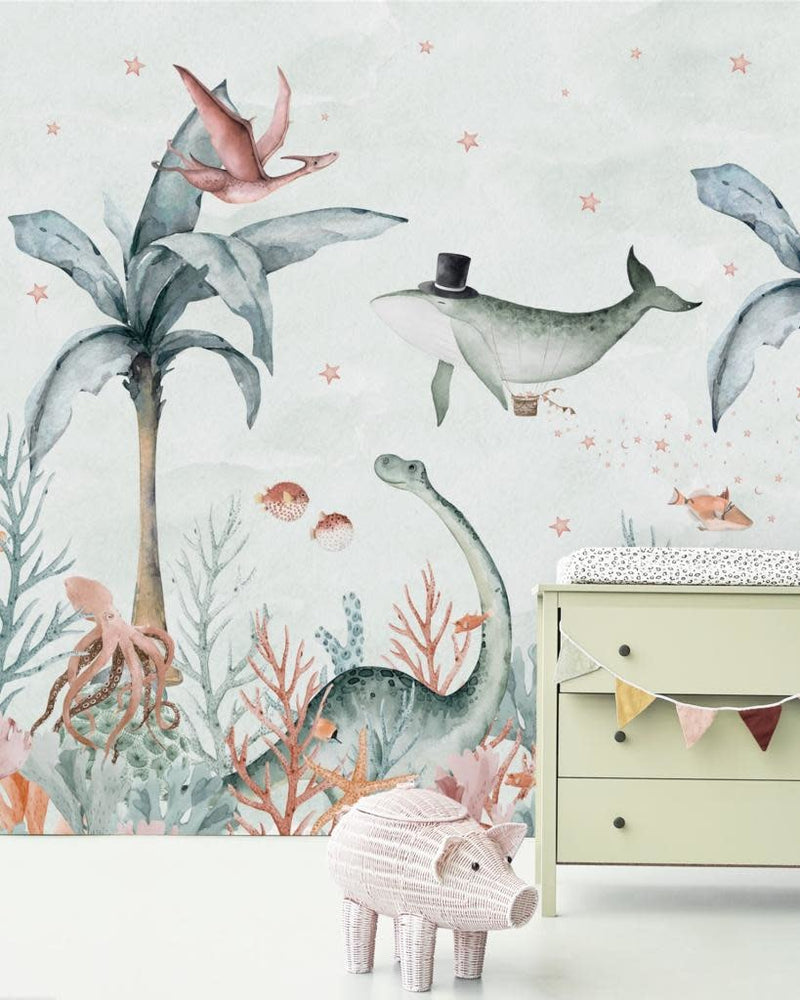 Creative Lab Amsterdam behang Flying Whale Wallpaper