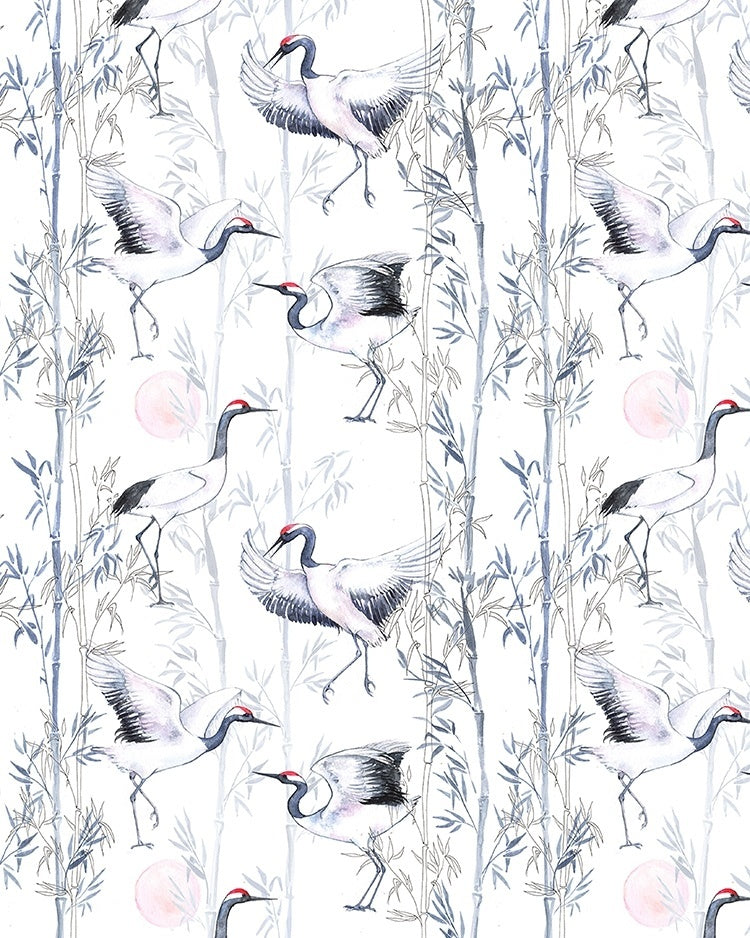 Creative Lab Amsterdam behang Crane White Wallpaper detail