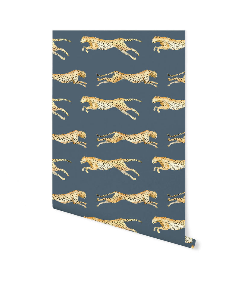 Creative Lab Amsterdam Leopard Blue Behang op rol Sample