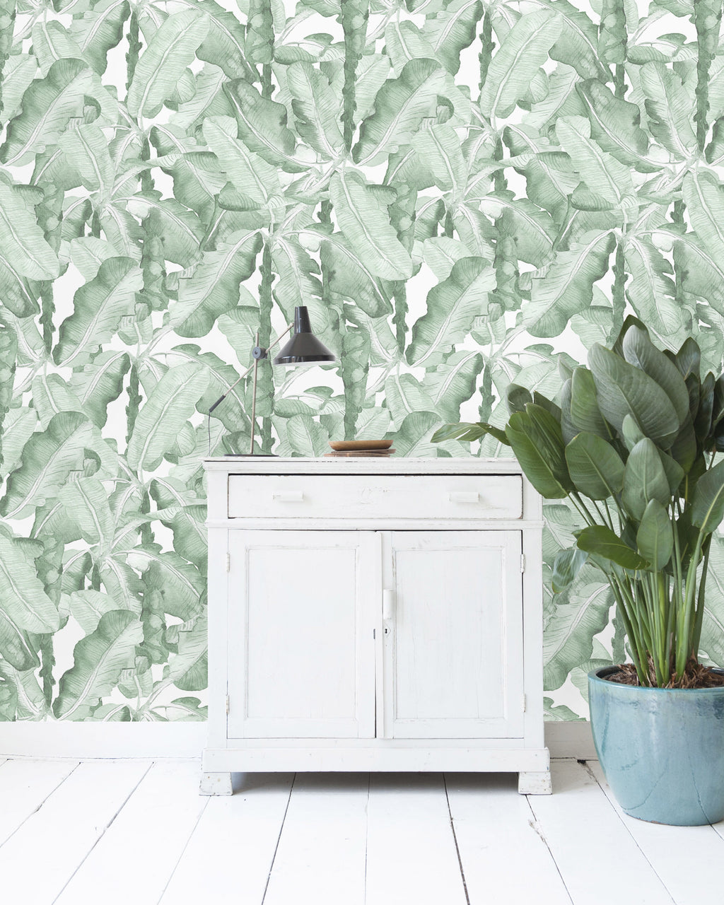 Creative Lab Amsterdam behang Banana Leaves Watercolor Green wallpaper 