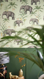Creative Lab Amsterdam behang Oscar the Elephant Green Wallpaper