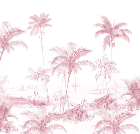 Creative Lab Amsterdam behang Exotic palms - Pink Wallpaper