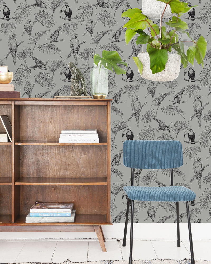 Creative Lab Amsterdam behang Tropic Tucan Wallpaper Taupe