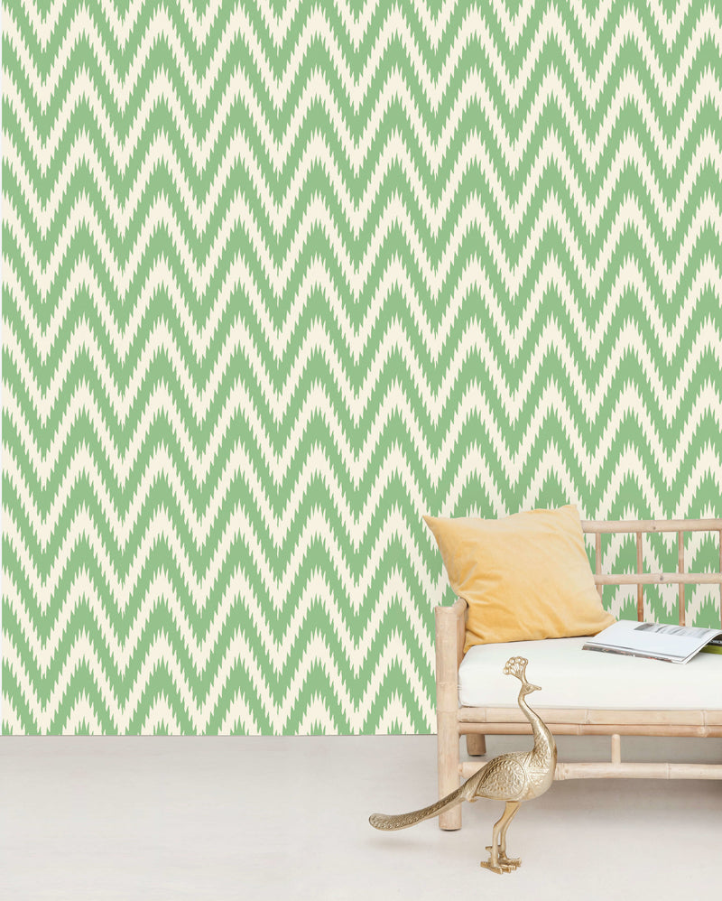 Creative Lab Amsterdam behang Ikat Green Wallpaper