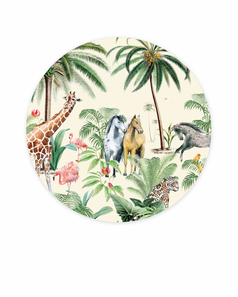 Creative Lab Amsterdam behang cirkel Jungle Horse Wallpaper circle