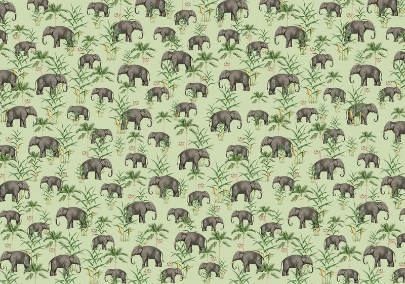 Creative Lab Amsterdam behang Oscar the Elephant Green Wallpaper