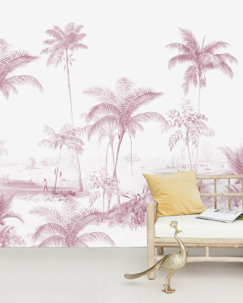 Creative Lab Amsterdam behang Exotic palms Pink Wallpaper