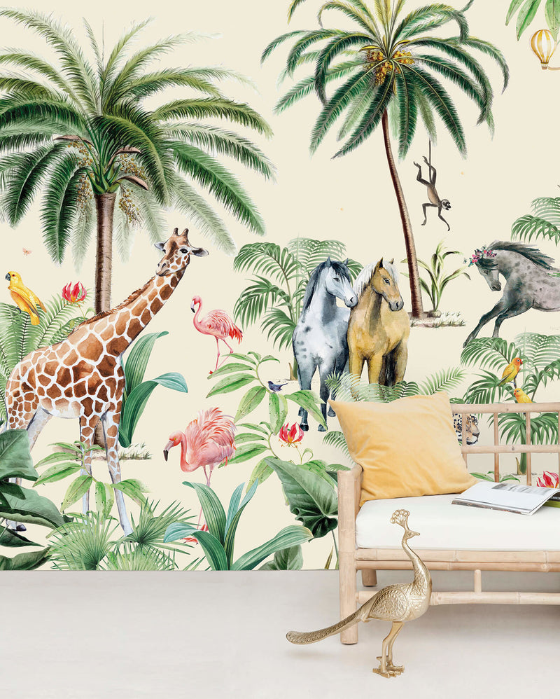 Creative Lab Amsterdam behang Jungle Horse Wallpaper