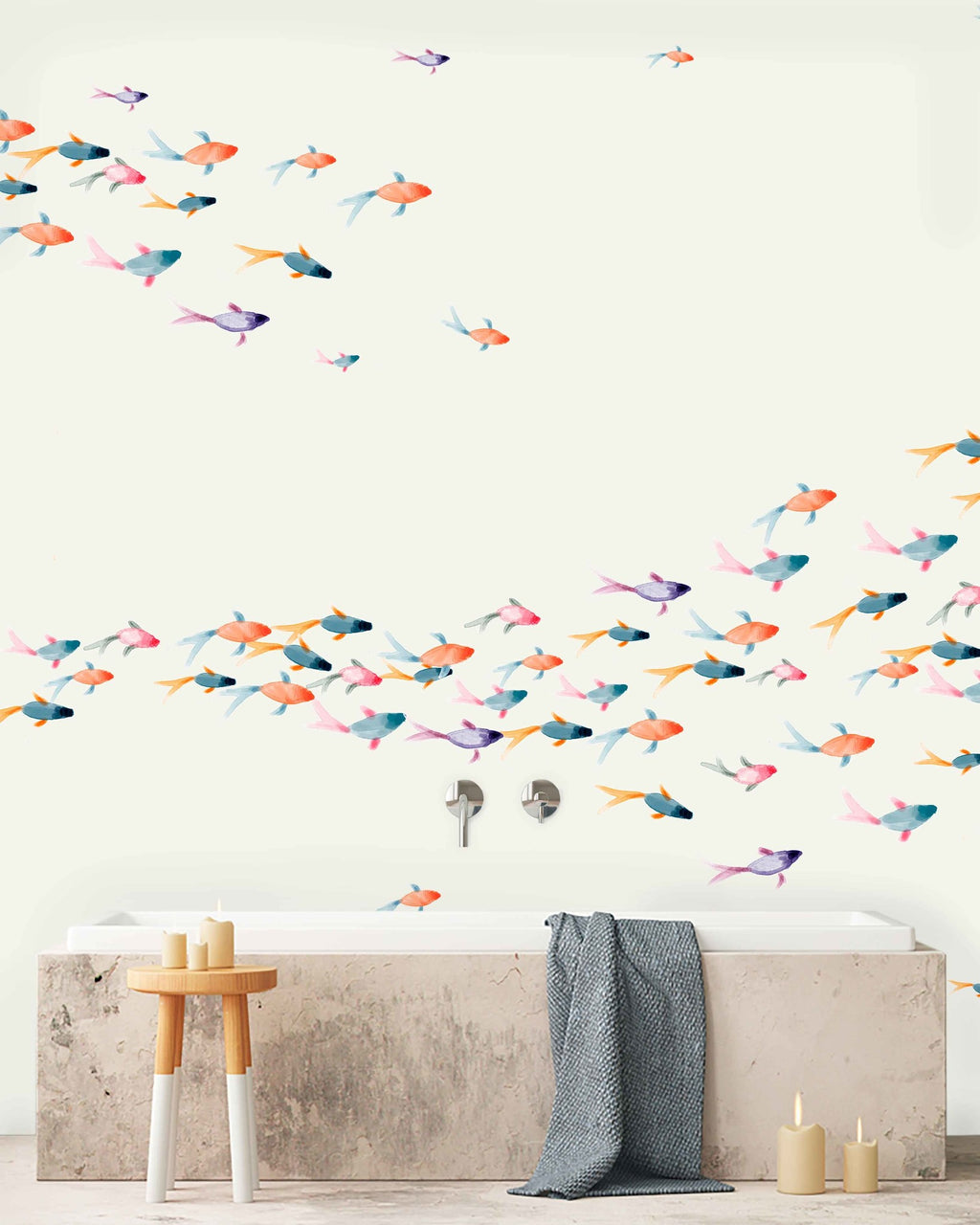 Creative Lab Amsterdam badkamer behang School Fish bathroom Wallpaper