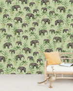 Creative Lab Amsterdam behang Oscar the Elephant Green wallpaper