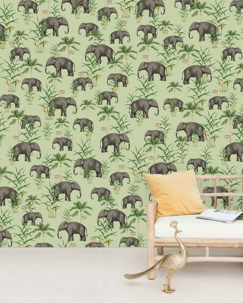 Creative Lab Amsterdam behang Oscar the Elephant Green wallpaper