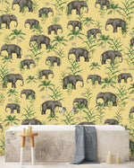 Creative Lab Amsterdam badkamer behang Oscar the Elephant Yellow bathroom Wallpaper