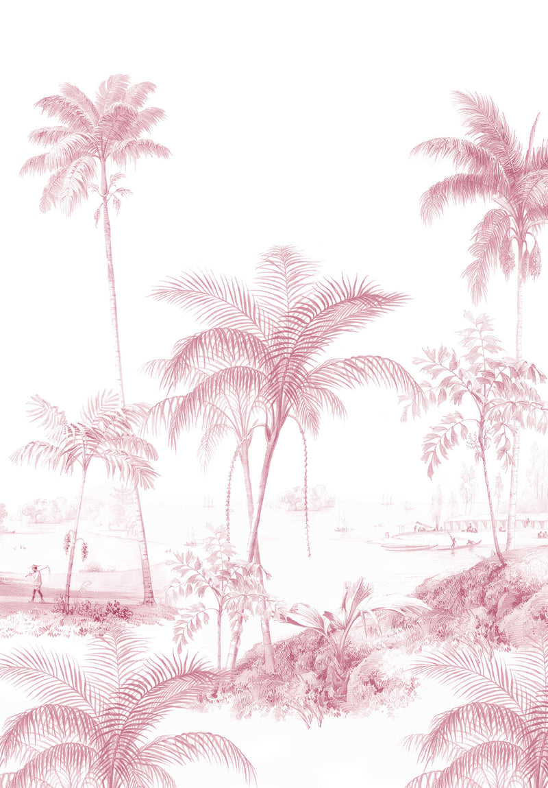 Creative Lab Amsterdam behang Exotic palms - Pink Wallpaper