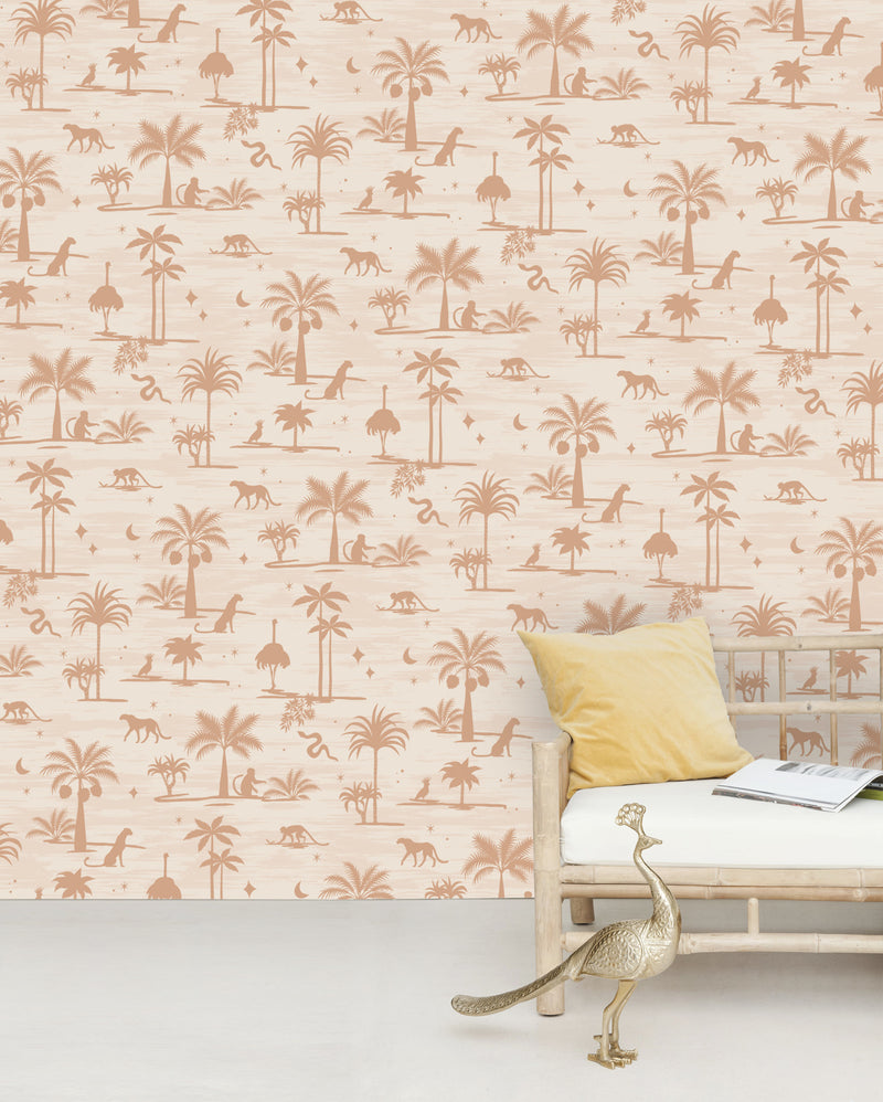 Creative Lab Amsterdam behang Jungle Silhouette Pink Wallpaper