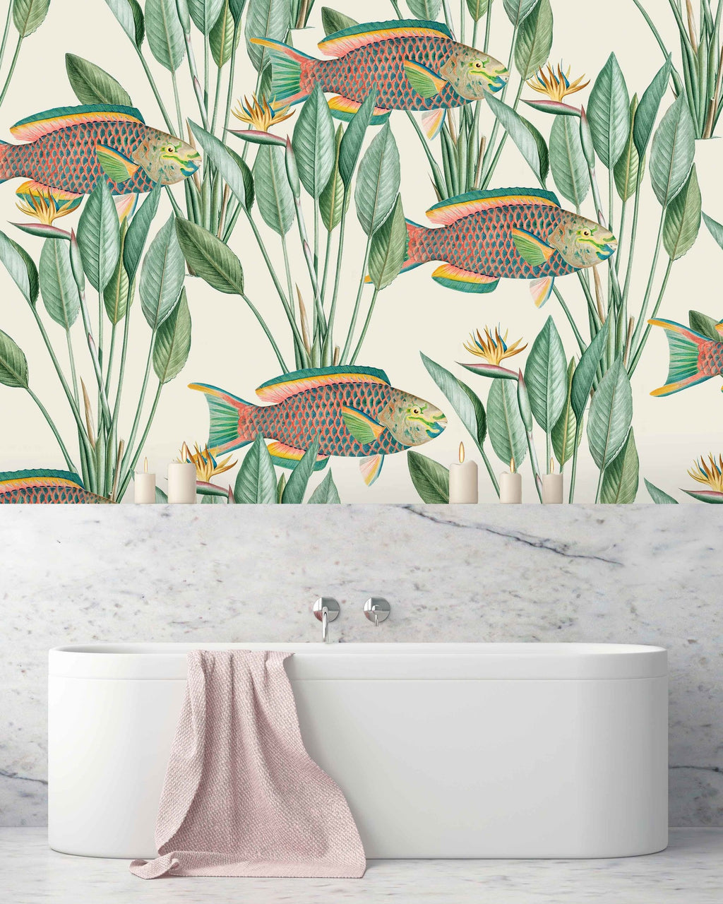 Creative Lab Amsterdam badkamer behang Parrot Fish bathroom Wallpaper