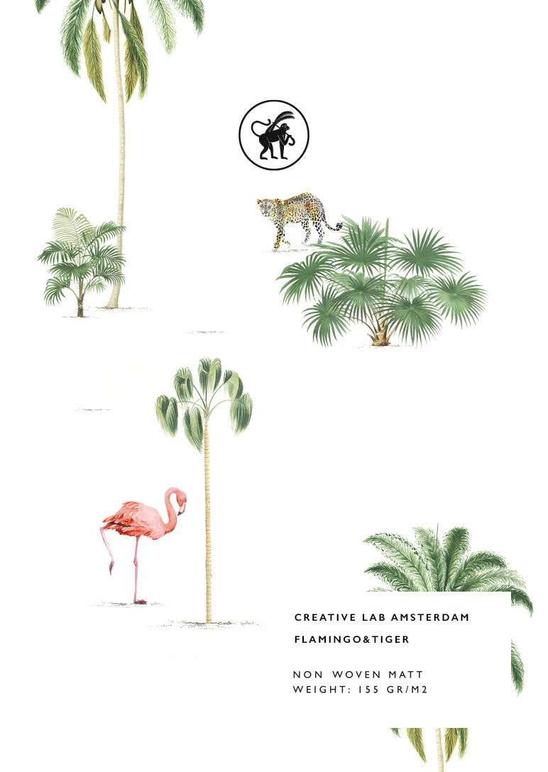 Creative Lab Amsterdam behang Flamingo & Tiger Wallpaper Sample