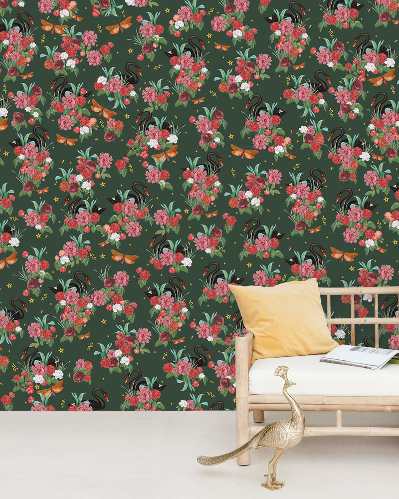 Creative Lab Amsterdam behang Wild Roses Wallpaper Gold