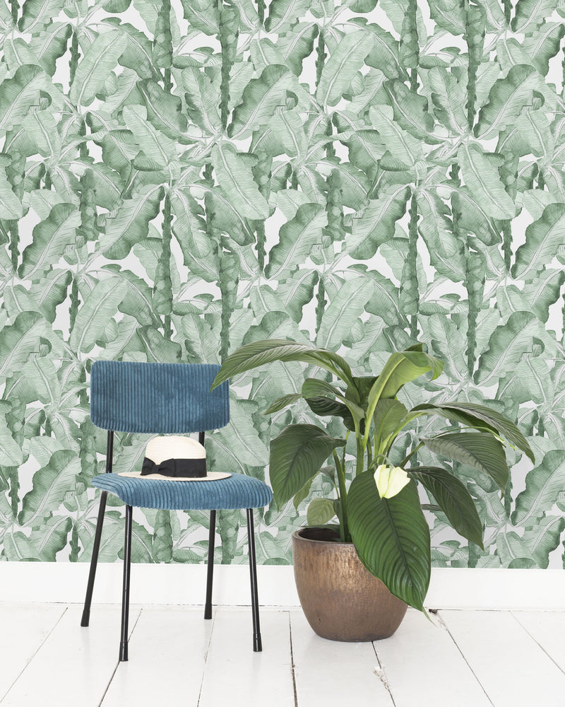 Creative Lab Amsterdam behang Banana Leaves Watercolour Wallpaper Green