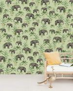 Creative Lab Amsterdam behang Oscar the Elephant Green Wallpaper
