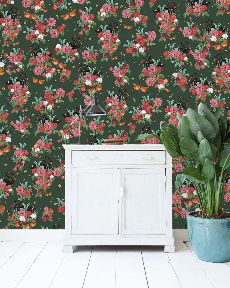 Creative Lab Amsterdam behang Wild Roses Wallpaper Gold