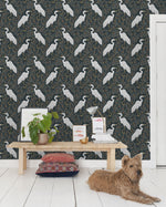 Creative Lab Amsterdam behang White Heron Wallpaper Dark